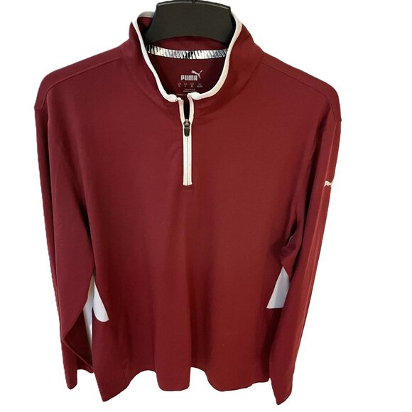 Puma Golf Pro Gamer Maroon 1/4 Zip Pullover Long Sleeve Shirt Size Large - Picture 1 of 5